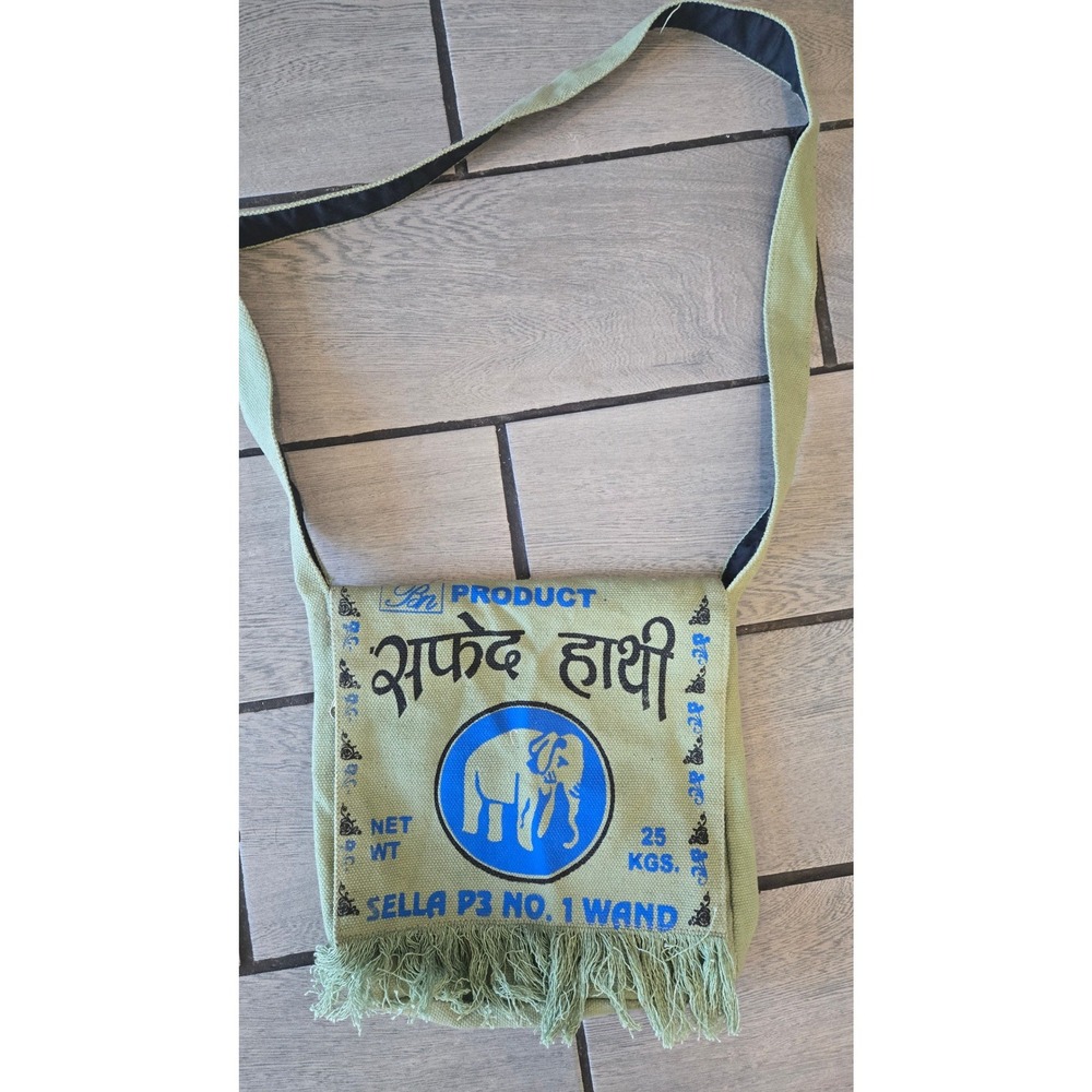 Flying High Foot Path Training Co Cotton Canvas Elephant Crossbody Bag Green